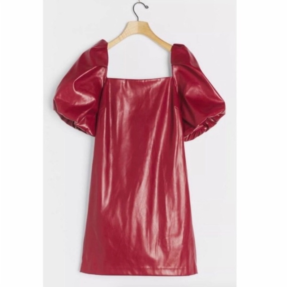 NWT ANTHROPOLOGIE GREER FAUX LEATHER MINI DRESS - Picture 2 of 13